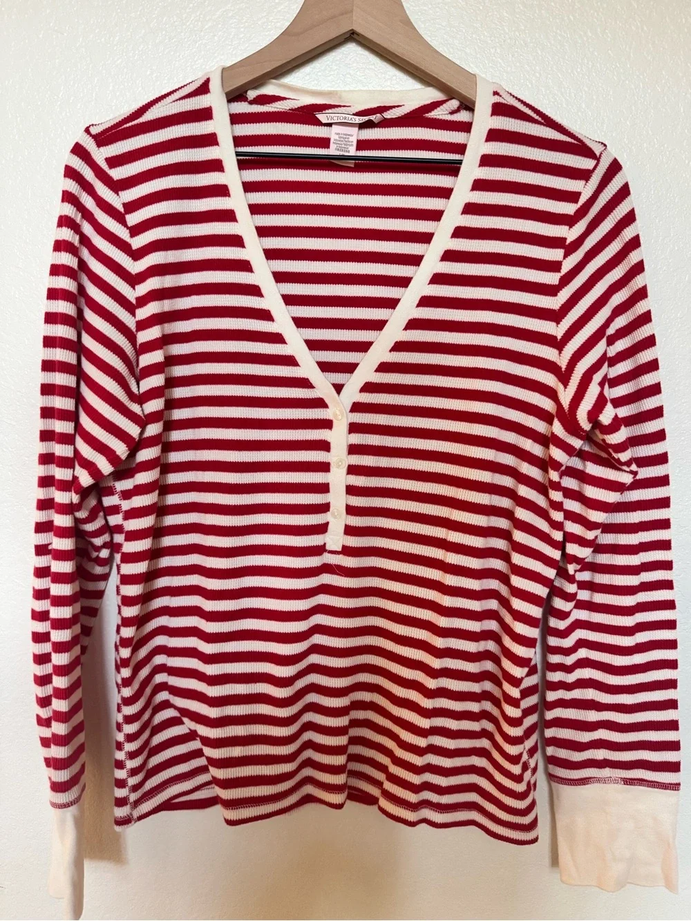 Victoria's Secret Red & White Striped Pajama Set